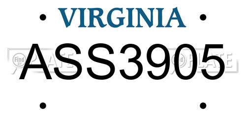 ASS3905 Virginia License Plate