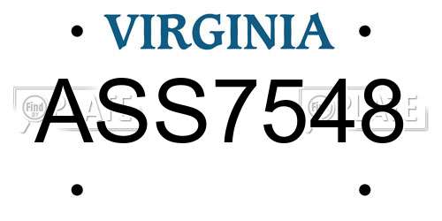 ASS7548 Virginia License Plate