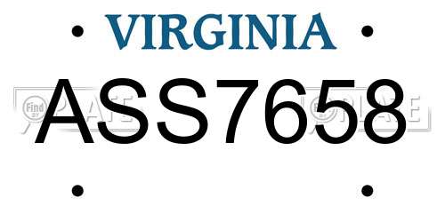 ASS7658 Virginia License Plate