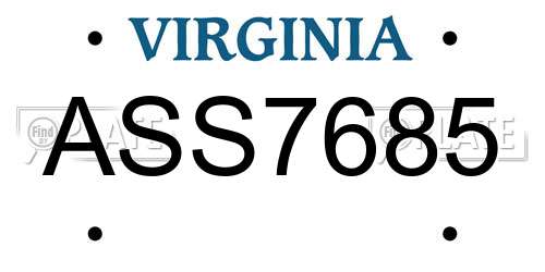 ASS7685 Virginia License Plate