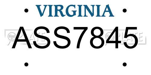 ASS7845 Virginia License Plate
