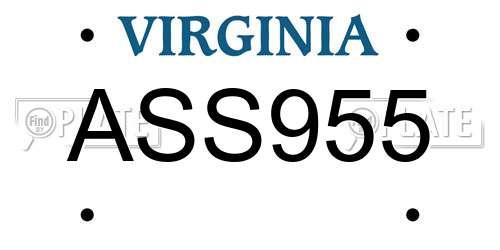 ASS955 Virginia License Plate
