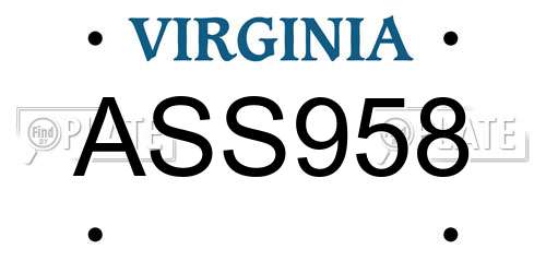 ASS958 Virginia License Plate