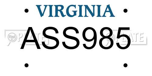 ASS985 Virginia License Plate