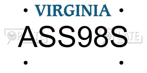 ASS98S Virginia License Plate