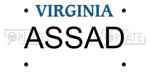 ASSAD Virginia License Plate