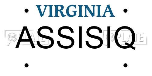 ASSISIQ Virginia License Plate