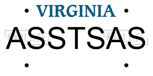 ASSTSAS Virginia License Plate