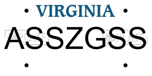 ASSZGSS Virginia License Plate