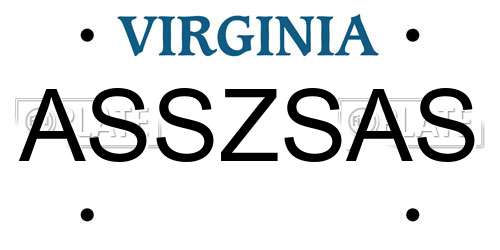 ASSZSAS Virginia License Plate