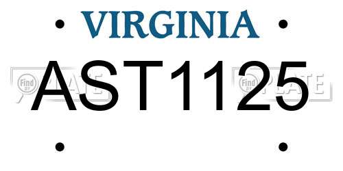 AST1125 Virginia License Plate