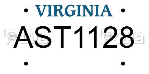 AST1128 Virginia License Plate