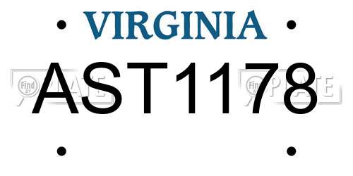 AST1178 Virginia License Plate