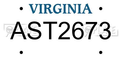 AST2673 Virginia License Plate