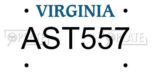 AST557 Virginia License Plate