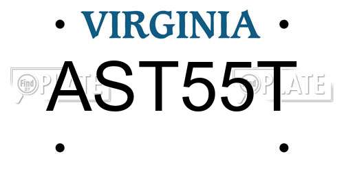 AST55T Virginia License Plate