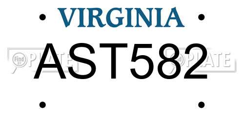 AST582 Virginia License Plate