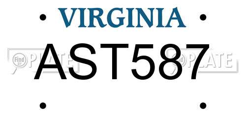 AST587 Virginia License Plate