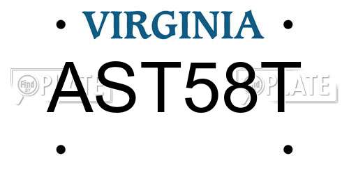 AST58T Virginia License Plate