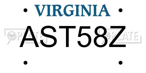 AST58Z Virginia License Plate