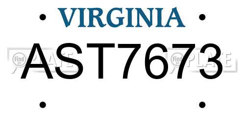 AST7673 Virginia License Plate
