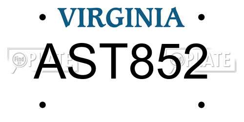 AST852 Virginia License Plate