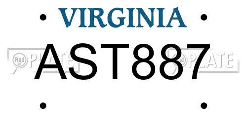 AST887 Virginia License Plate