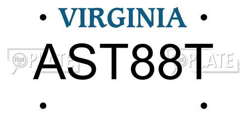 AST88T Virginia License Plate