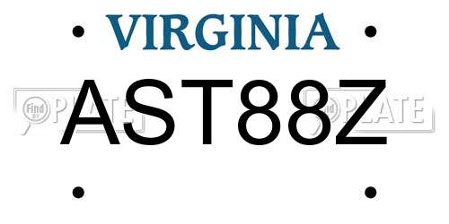 AST88Z Virginia License Plate