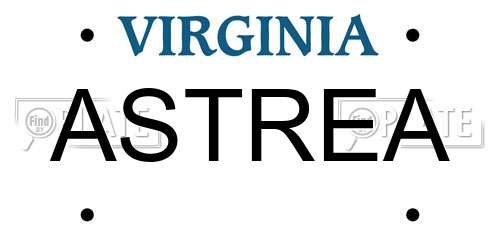 ASTREA Virginia License Plate