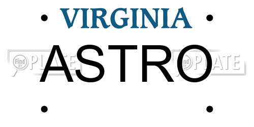 ASTRO Virginia License Plate