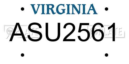 ASU2561 Virginia License Plate