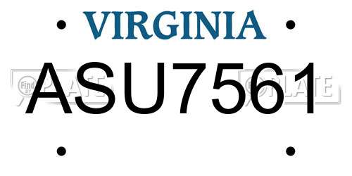 ASU7561 Virginia License Plate