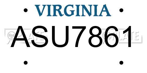 ASU7861 Virginia License Plate