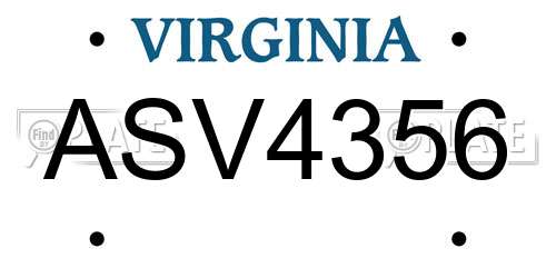 ASV4356 Virginia License Plate