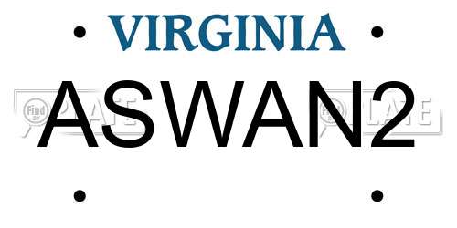 ASWAN2 Virginia License Plate