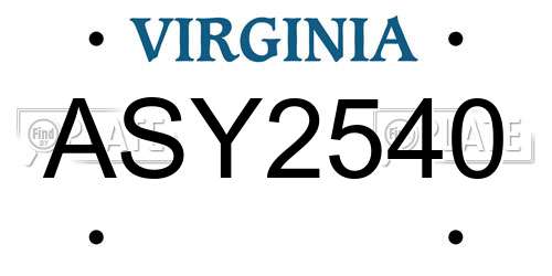 ASY2540 Virginia License Plate