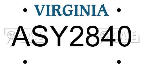 ASY2840 Virginia License Plate