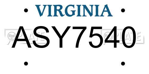 ASY7540 Virginia License Plate