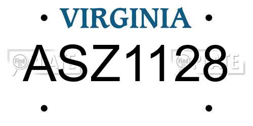 ASZ1128 Virginia License Plate