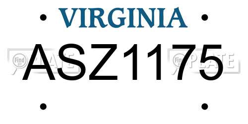 ASZ1175 Virginia License Plate