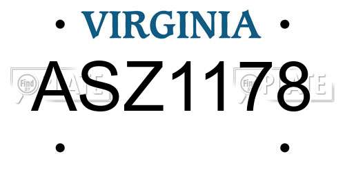 ASZ1178 Virginia License Plate