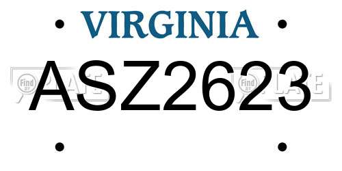 ASZ2623 Virginia License Plate