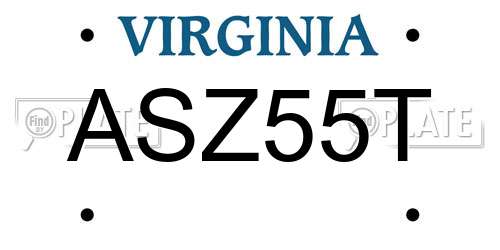 ASZ55T Virginia License Plate