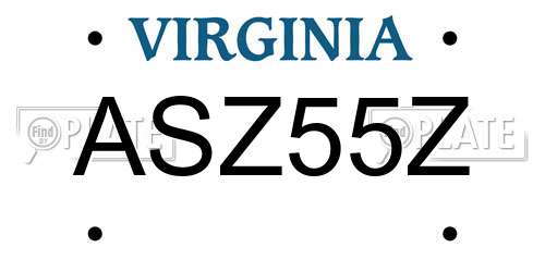 ASZ55Z Virginia License Plate