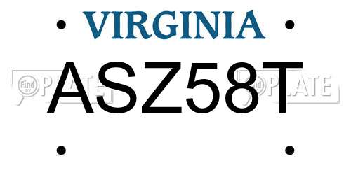 ASZ58T Virginia License Plate