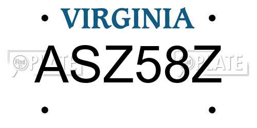 ASZ58Z Virginia License Plate