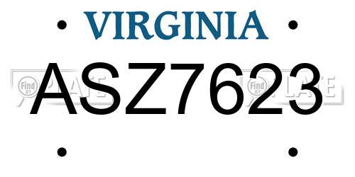 ASZ7623 Virginia License Plate