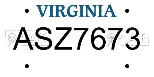 ASZ7673 Virginia License Plate