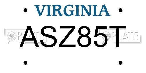 ASZ85T Virginia License Plate